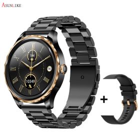 QR02 smart watch HD Bluetooth call AI voice mobile payment health monitoring multi sport watch (colour: Three black steel plants+black silica gel)