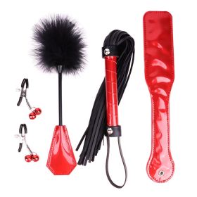 Product 4-piece Set Leather Racket Whip (Option: Red Suit)